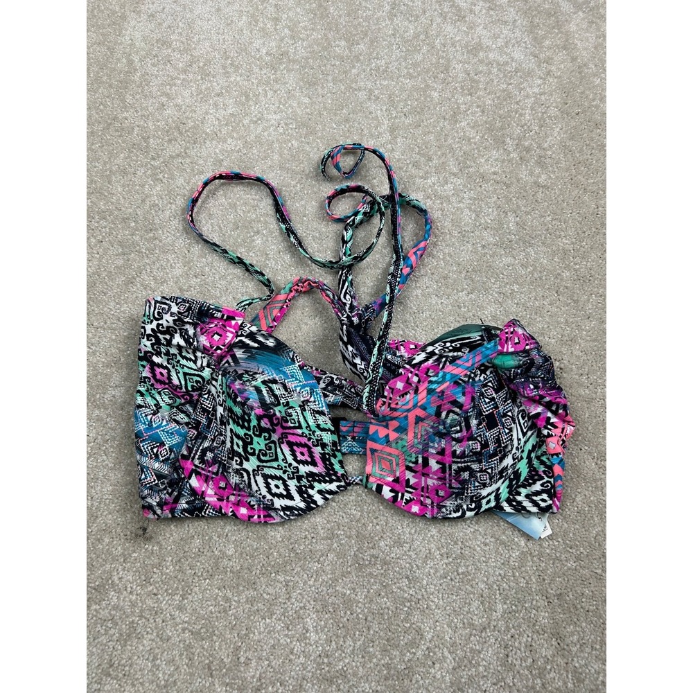 SUNDAZED Women's Multi-Color 32D Halter Underwire Padded Bikini Top